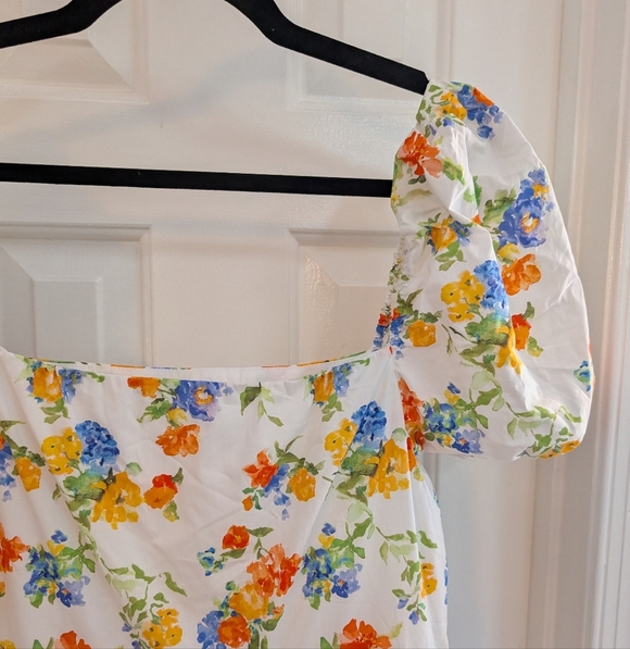 NWT Caroline Constas Hart Dress (Blanc Floral Mix) Maxi Dress w/ Puff Sleeves XL - Picture 14 of 16